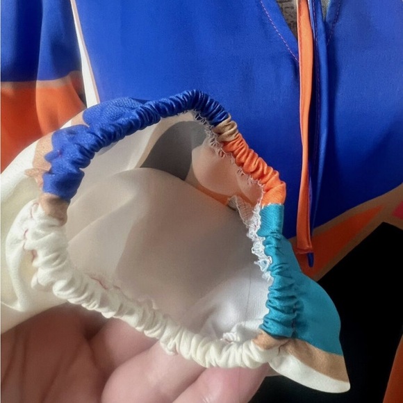 Never Fully Dressed Blue Pink Long Sleeve Maxi Dress Sundress - US 8 / UK 12 - Picture 6 of 7